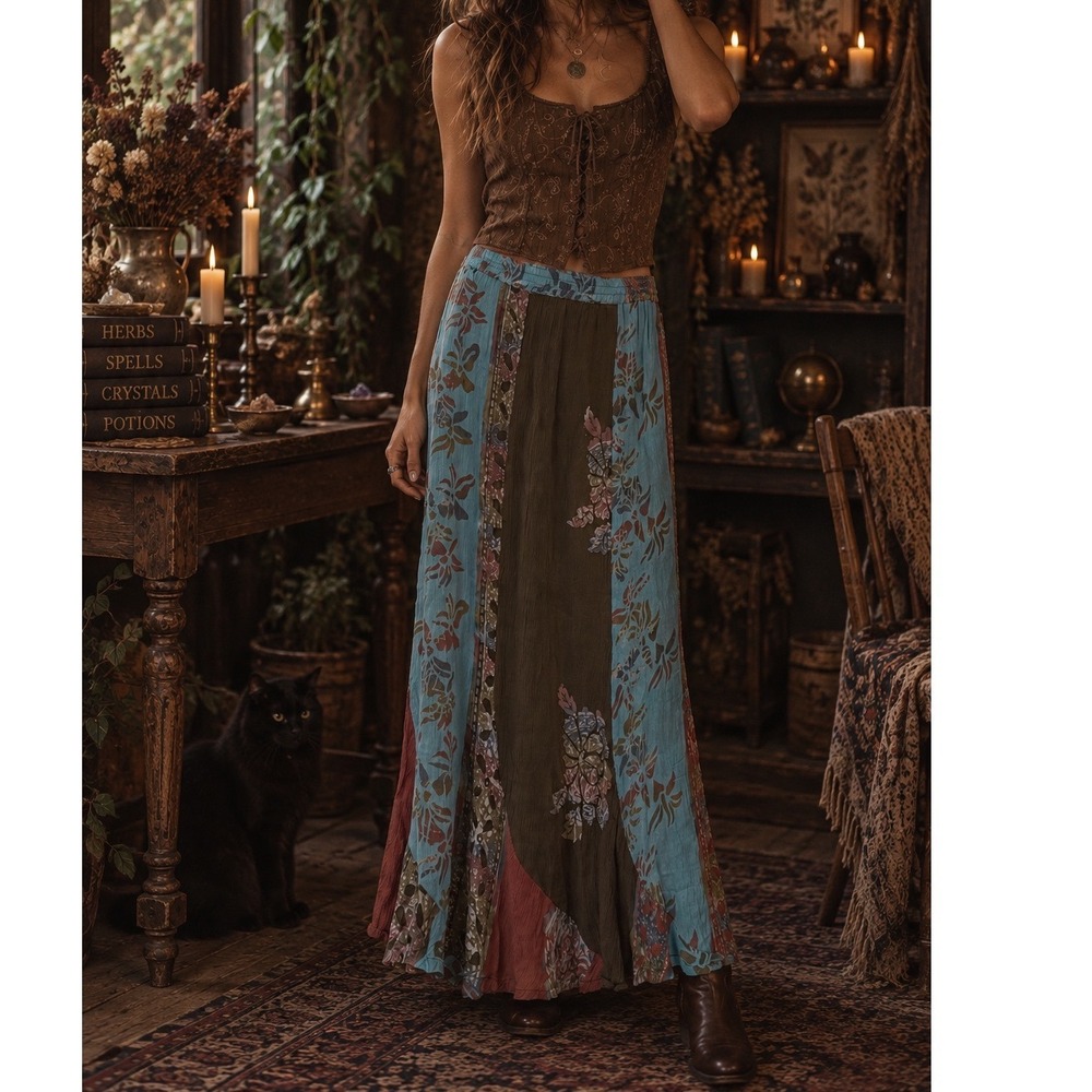 Y2K 90s Witchy Boho Maxi Skirt Womens OS Practical Magic Phoebe hippie festival